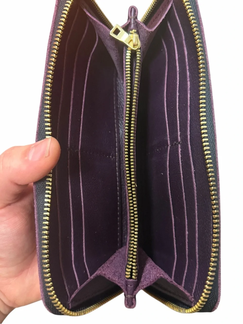 Portland Leather Goods Plum Leather Zip Wallet